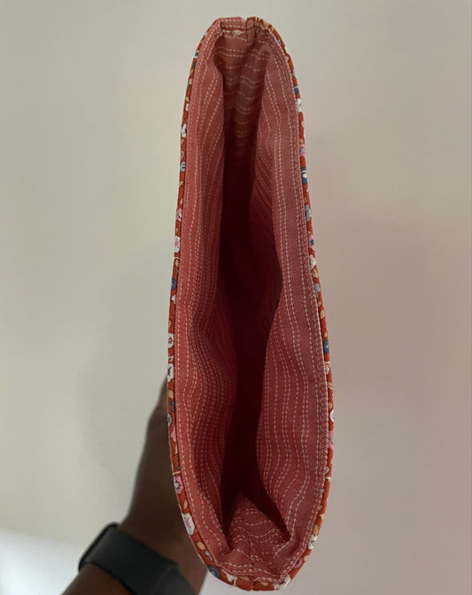 Rust Leaf Sprig Quilted Book Sleeve - Padded Book Cover