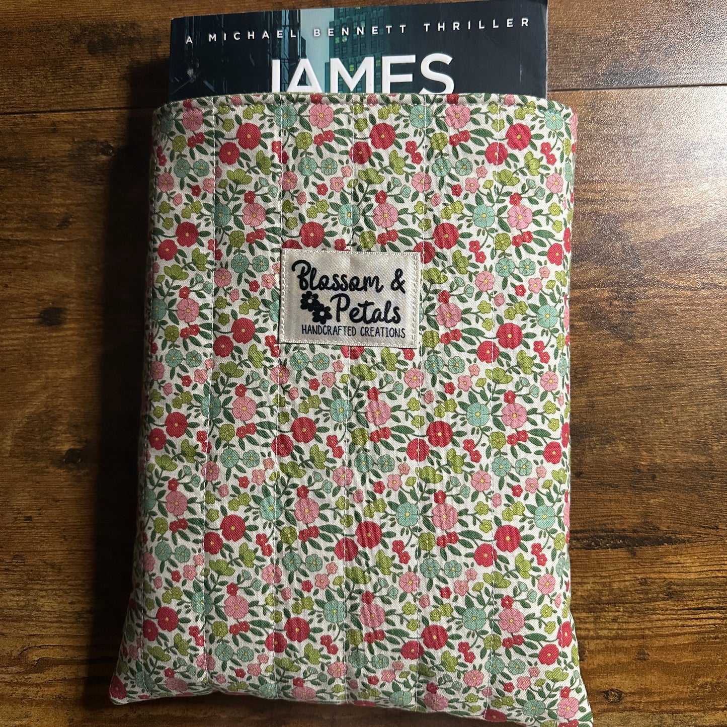 Handmade Quilted Book Sleeve – Floral Padded Book Protector