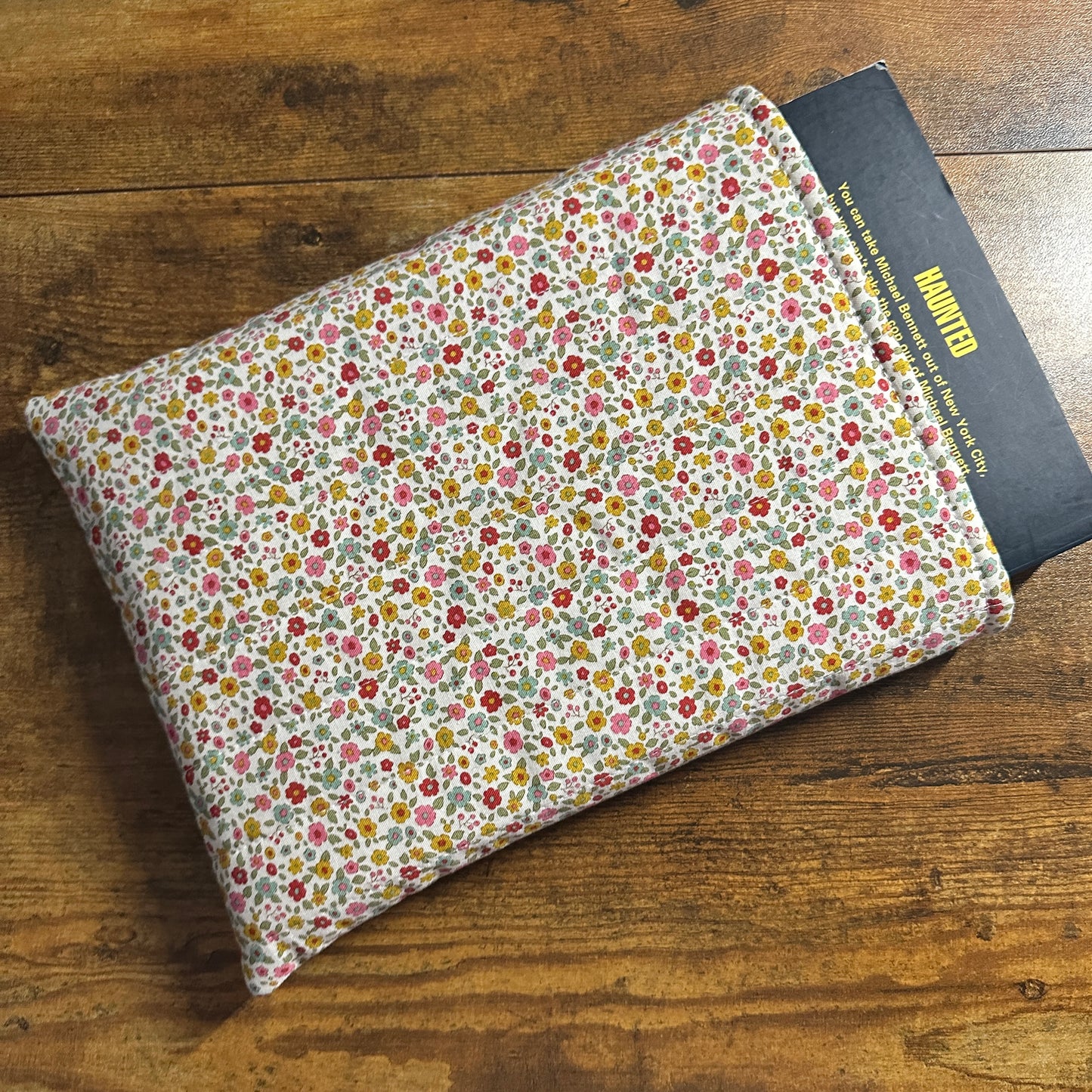 Handmade Small Floral Book Sleeve – Quilted Padded Book Protector