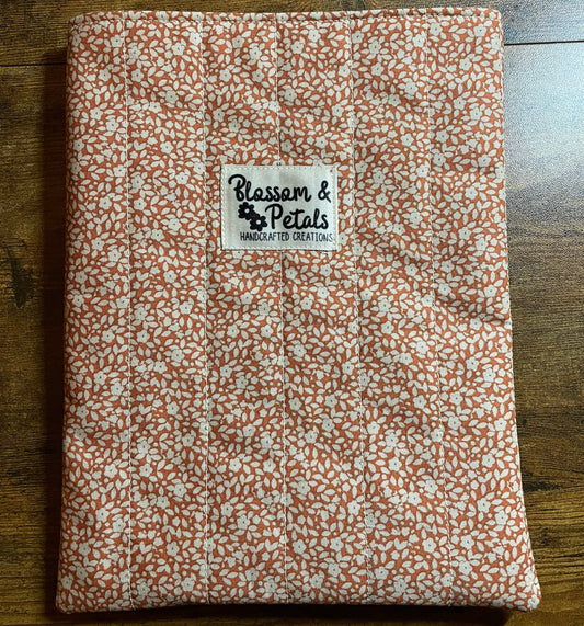 Terracotta Meadow Floral Quilted Book Sleeve - Padded Protector