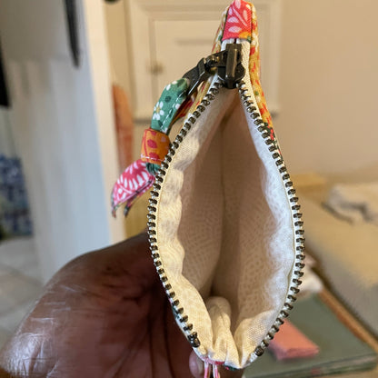 Small Quilted Floral Patchwork Pouch – Handmade Zip Purse for Everyday Essentials