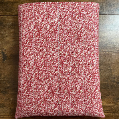 Red Ditsy Floral Quilted Book Sleeve, Padded Book Protector