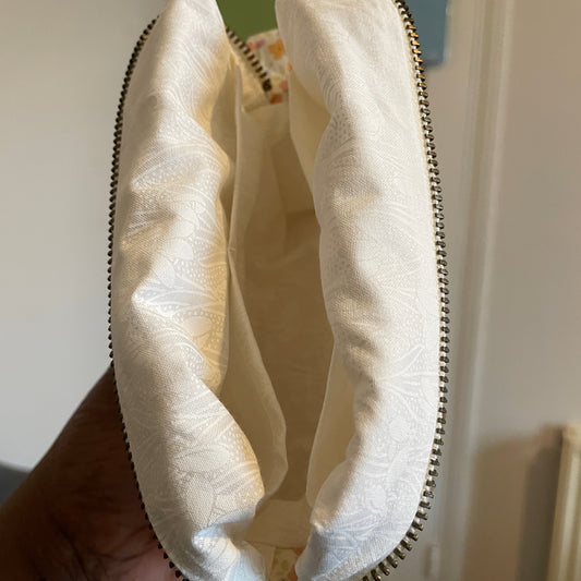 Handmade Pastel Floral Quilted Zipper Carry All Pouch