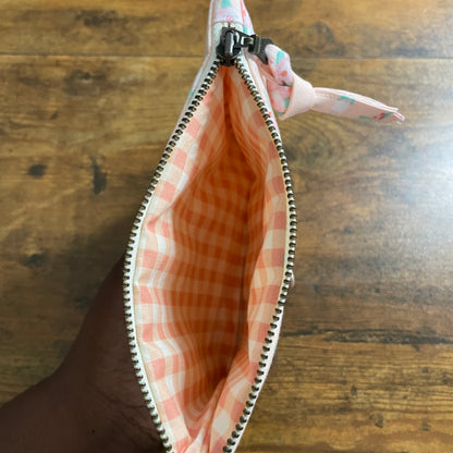 Pastel Floral Quilted Zipper Pouch – Handmade Cosmetic & Travel Bag
