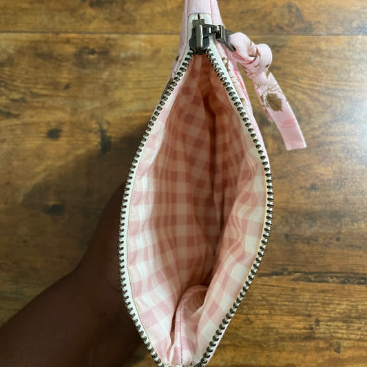 Cherry Blossom Quilted Zipper Pouch – Handmade Floral Makeup & Travel Bag