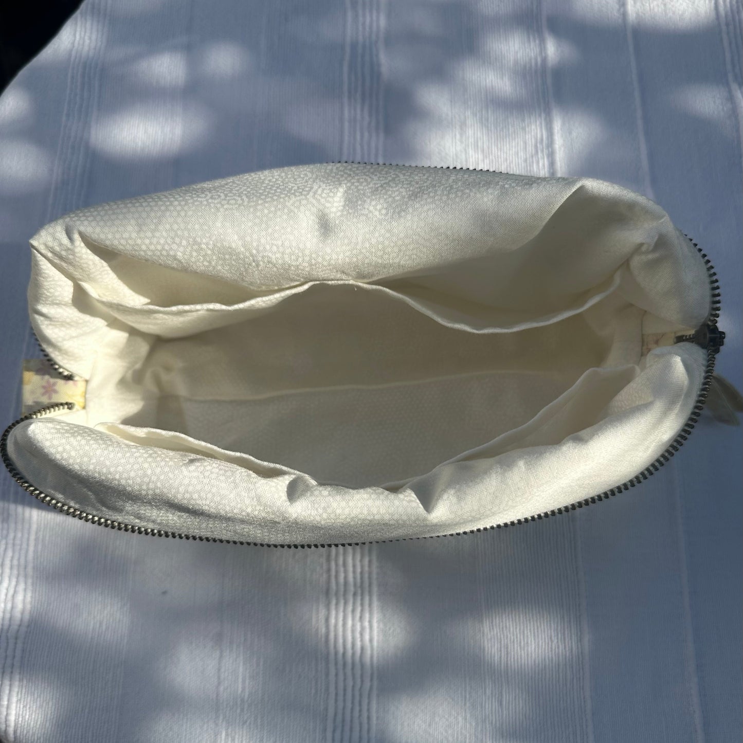 Handmade Pastel Floral Quilted Makeup Bag – Medium Cosmetic Pouch