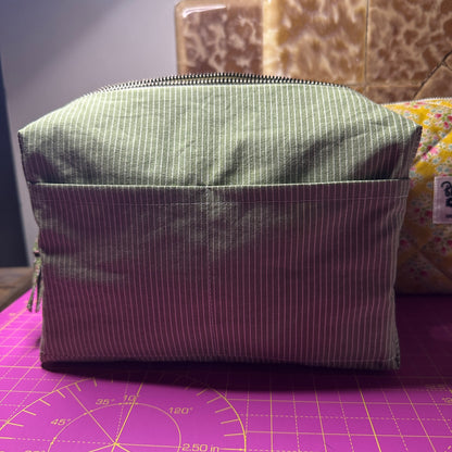 Handmade Green Floral Quilted Makeup Bag with Cotton Print